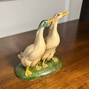 Double duck bisque figurine